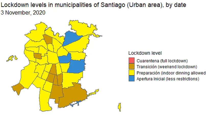 Animated map of COVID restrictions in Santiago (2020-2022)